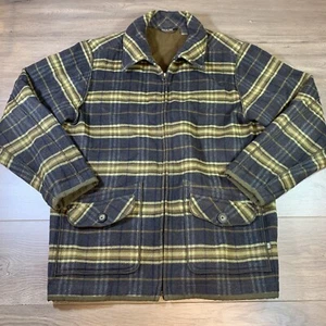 REI Co-Op Jacket Plaid Flannel Wool Nylon Men’s Large Full Zip Brown Gray Pocket - Picture 1 of 13
