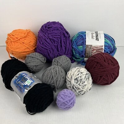 Bernat Super Bulky Yarn Plus Partials Lot Of 9 And 1  Black Yarn 2 Lbs 15 Oz - Image 1 of 4