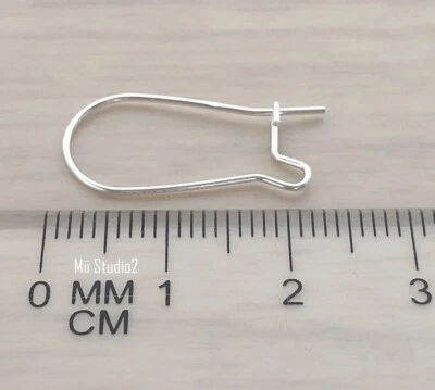 Sterling Silver Kidney Earring ear wire medium 23mm 21.5 gauge wire 10pcs E27s Foto 1 de 4