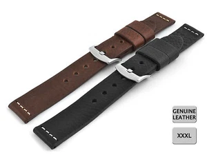 VERY STRONG GENUINE LEATHER WATCH STRAP EXTRA LONG RAVENNA XXXL 18, 20, 22, 24MM - Picture 1 of 5