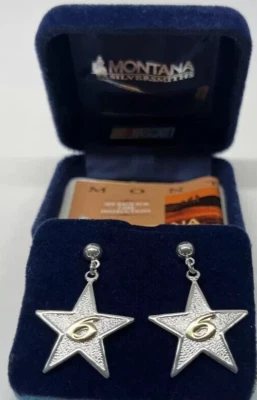 Pendientes estrella de plata y oro Mark Martin #6 Montana para mujer Foto 1 de 2