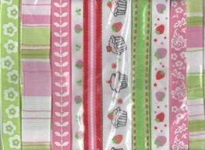 STRAWBERRY RIBBON SET 10 Yards of Beautiful Ribbons - Picture 1 of 1