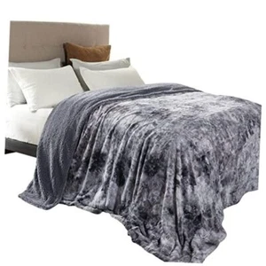 Faux Fur Blankets Queen Size - Fuzzy Plush Fluffy Soft Warm 90x90 Dark Grey - Picture 1 of 7