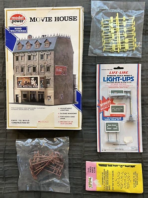 LOT Ho Scale Model Power Movie House Life-Like Light-Ups Atlas Track Nails etc  - Image 1 of 4