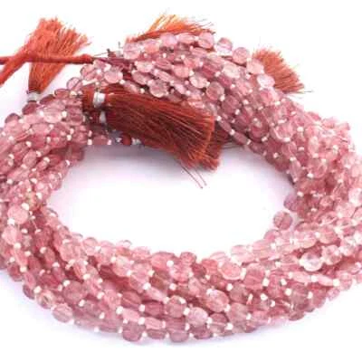 1 Strand strawberry   Briolette Beads,Cushion Shape Faceted  Beads, 8 Inches,  - Image 1 of 4