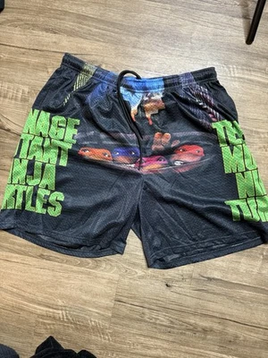 Pantalones Cortos Grandes Chalk Line TMNT Teenage Mutant Ninja Turtles Película Malla Gimnasio Foto 1 de 2