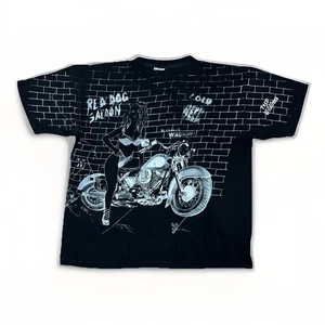 Vintage RED DOG SALOON Single Stitch Black AOP Shirt TOUR CHAMP Mens SZ 2XL - Picture 1 of 13