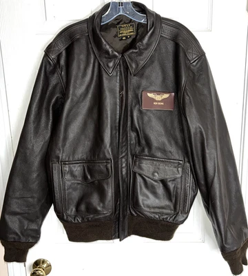 Talla 46R XL Gibson & Barnes Tipo A-2 Mark-43 WW2 Estilo Bombardero Cuero Chaqueta Abrigo Foto 1 de 4