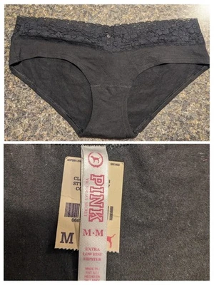 Bikini bragas Victoria's Secret 2012 vintage nuevas con etiquetas tiro extra bajo Hipster negras M Foto 1 de 4