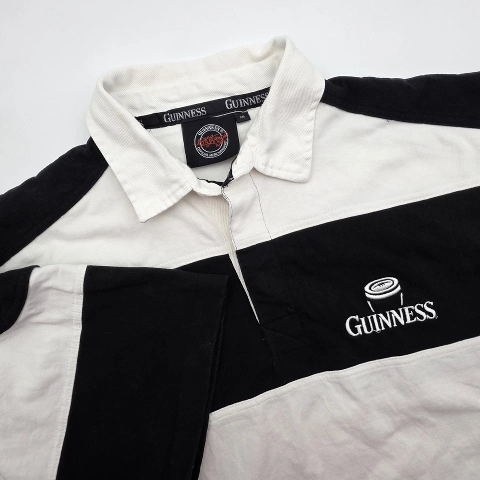 Camisa de Rugby Guinness Draught Para Hombres 2XL Negra Blanca Rayas Polo Manga Larga Leer Foto 1 de 4
