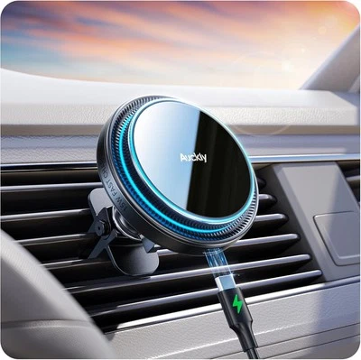 Auckly 15W for MagSafe Car Mount Charger, (3.81 lbf) Strong Magnetic Wireless C