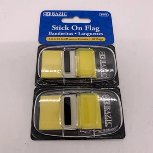 Bazic Products Stick On Flags Page Markers 1”x1.7” 60 Flags Yellow  - Picture 1 of 2