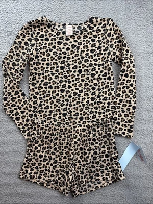 Cat & Jack Girls Large 10/12 Brown Long Sleeve Waffle Knit Pajama Set - Image 1 of 4