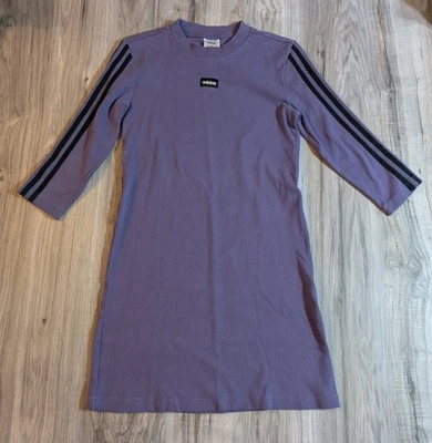 Adidas Dress Women's XS Purple Ribbed Knit Moment Athletic 3/4 Sleeve 3-Stripe - Image 1 of 4