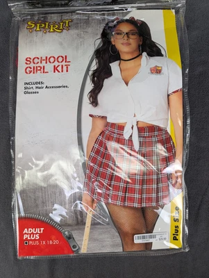 Sexy Camisa Blanca Falda Escolar Católica Chica Espíritu Halloween Talla Grande a Cuadros Foto 1 de 4