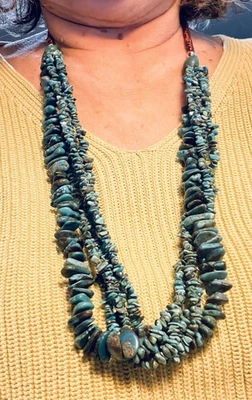 VINTAGE SOUTHWESTERN CORDED Necklace Turquoise Multi 5 Strand 198g - Image 1 of 4