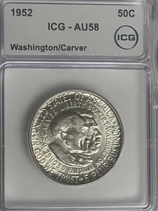 1952 Washington Carver Silver Half Dollar Commemorative ICG AU 58 Fresh Slab - Picture 1 of 7