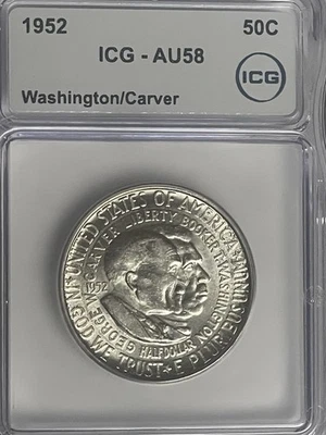 1952 Washington Carver Silver Half Dollar Commemorative ICG AU 58 Fresh Slab - Image 1 of 4
