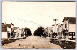 Leaf River, IL: RPPC 1916 Main Street Coca-Cola cartolina fotografica reale vintage Illinois - Foto 1 di 2