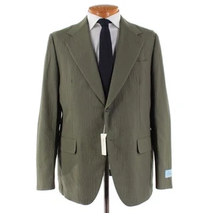 Belvest NWT Cotton Blend Sport Coat Size 56R (46R US) In Green Seersucker - Picture 1 of 9