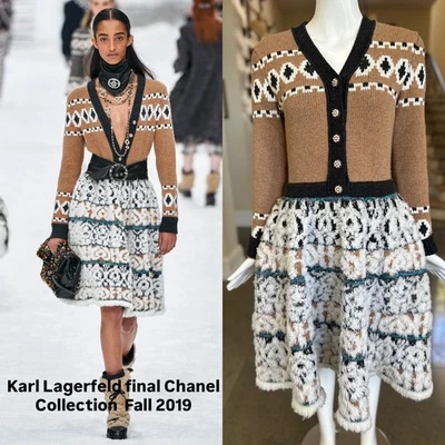 Vestido Chanel Otoño 2019 Cachemira Colección Final Karl Lagerfeld Nuevo Sin Etiquetas Talla 34 Foto 1 de 4