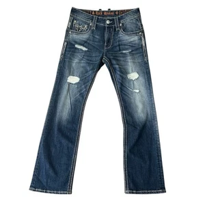 Rock Revival Jeans Mens Size 32x 32 Emmitt Straight Blue Distressed Vintage Y2k - Picture 1 of 13