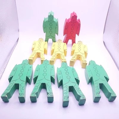 老式 1940 年代 Bill Ding 木制小丑可堆叠积木玩具 9 件装 — 第 1/4 张图片