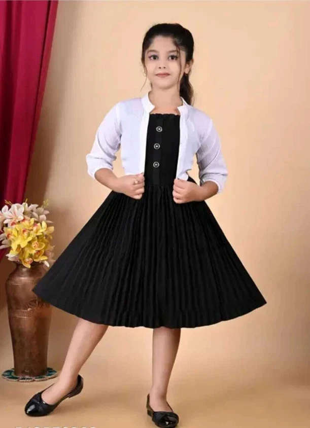 Niñas Frocks & Vestidos Elegante Vestido con Chaqueta Código 108 Foto 1 de 1