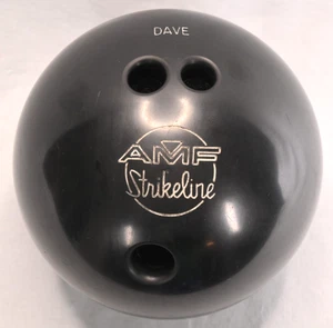 Vintage AMF Strikeline Black Bowling Ball 15 lbs 14 oz - Picture 1 of 5