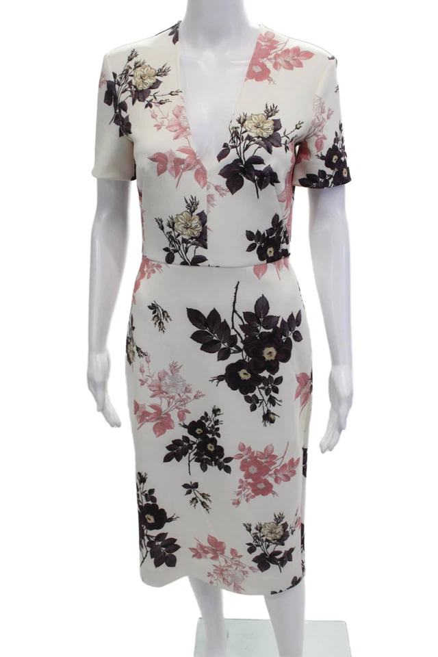 Vestido de mujer Lover estampado floral cuello en V manga corta blanco multicolor talla 4 Foto 1 de 4