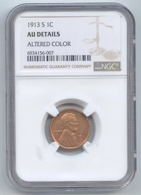 1913-S Lincoln Wheat Cent, NGC AU Details, Scarce S Mint - Image 1 of 2