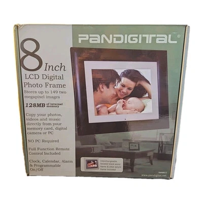 Pandigital 8 Inch LCD Digital Photo Frame 128MB PAN80-2, NEW in Box. Remote  - Image 1 of 4