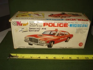 EARLY 1970's MERCEDES BENZ POLICE CAR IN BOX, BATTERY OPT, BUMP n GO, WORKS NICE - Picture 1 of 10