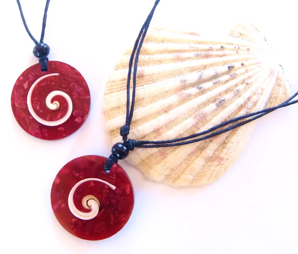 Handgefertigte Shiva  Auge Koralle Perlmutt Surfer Halskette Muschel  Anhänger - Bild 1 von 1