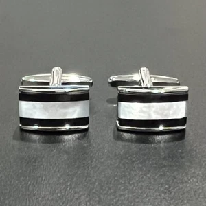 Mother Pearl Rectangle Cufflinks Men Daily Wear Cuff Link With Box - Picture 1 of 8