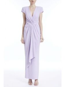 Badgley Mischka Cap Sleeve  Sheath Gown sz 14 Lilac Twist Front Ruched $600