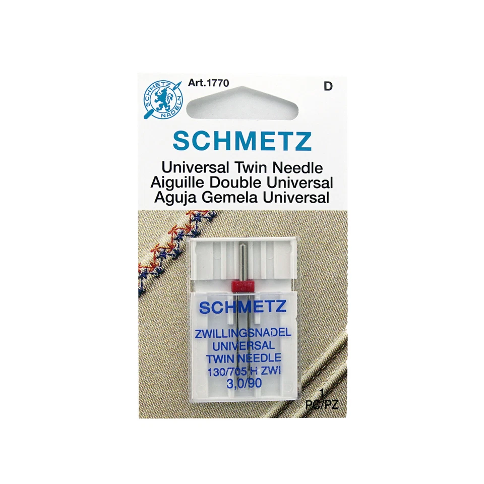 Schmetz Universal Twin Needle 130/705H ZWI Size 3.0/90 Sewing Machine Needle - Image 1 of 1