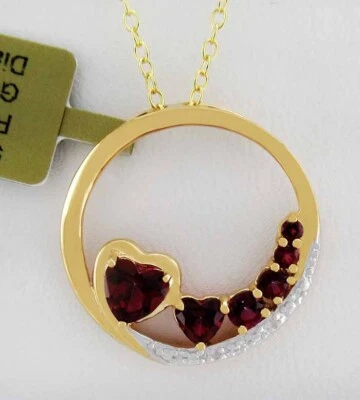 LAB CREATED 0.73 Cts RUBY & GENUINE DIAMONDS NECKLACE .925 Silver -NWT - Image 1 of 3