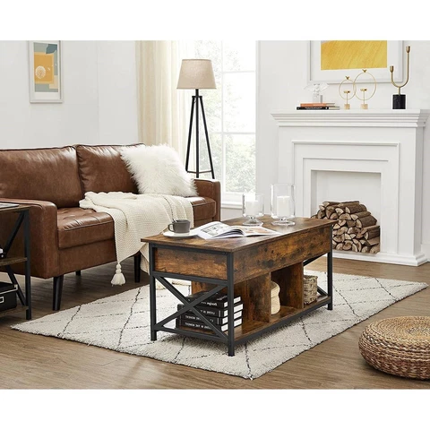 Farmhouse Brown Lift Top Muti Functional beautiful Coffee Table free shipping Cover