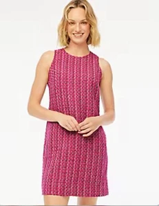 J Crew NWT $128 Pink Tweed Shift Dress Size 0 Berry & Brown Medley 102424 BT107 - Picture 1 of 4