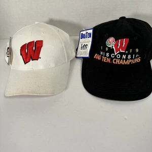 Lote de 2 gorras de pelota Wisconsin Badgers sombrero Rose Bowl Bucky College Sport 1999 nuevas con etiquetas - Imagen 1 de 12