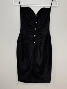 Sexy Vestido de Cóctel Negro Sin Tirantes Talla 5/6 Vintage Años 90 Fiesta Gunne Sax - Imagen 1 de 12