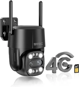 SV3C Dual Lens 4G LTE Überwachungskamera mit SIM Karte, PTZ Aussen Kamera 4MP - Bild 1 von 8