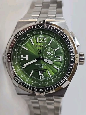 Reloj de cuarzo suizo Renato Sporgenza GMT esfera verde 50 mm Foto 1 de 4