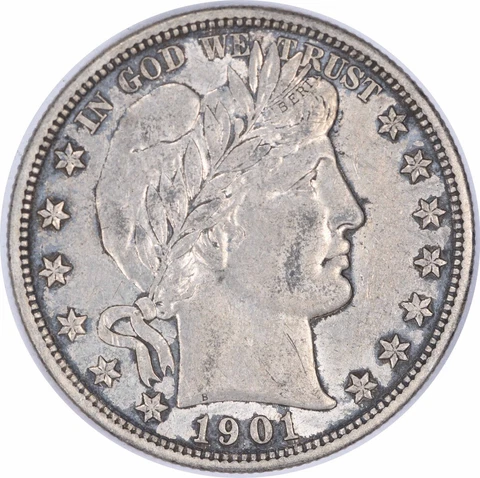 1901 Barber Silver Half Dollar AU Uncertified #318 Cover