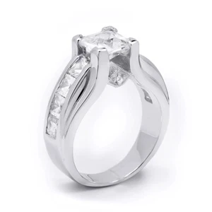 Anello di fidanzamento da donna principessa taglio 3,00 ct argento sterling taglia 5-9 - Foto 1 di 7