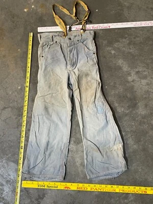 Pantalones de mezclilla de colección años 40 50 corona de laurel botón mosca parcheados reparados JUVENTUD pequeños 24x18 Foto 1 de 4