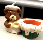 vtg JASCO CHRISTMAS FRIEND Holiday Chef Bear and Cupcake Candle Wax Candle plc