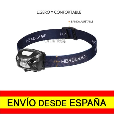 Linterna Frontal LED USB Recargable Impermeable 800 Lúmenes Entrega 24-48H a4394 - Imagen 1 de 4