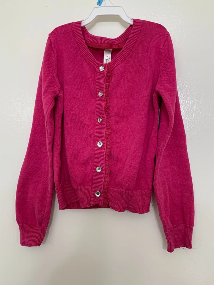 Cárdigan Suéter Cherokee Niña Talla S/P (6/6X) Rosa Abotonado Botones Brillantes Foto 1 de 4